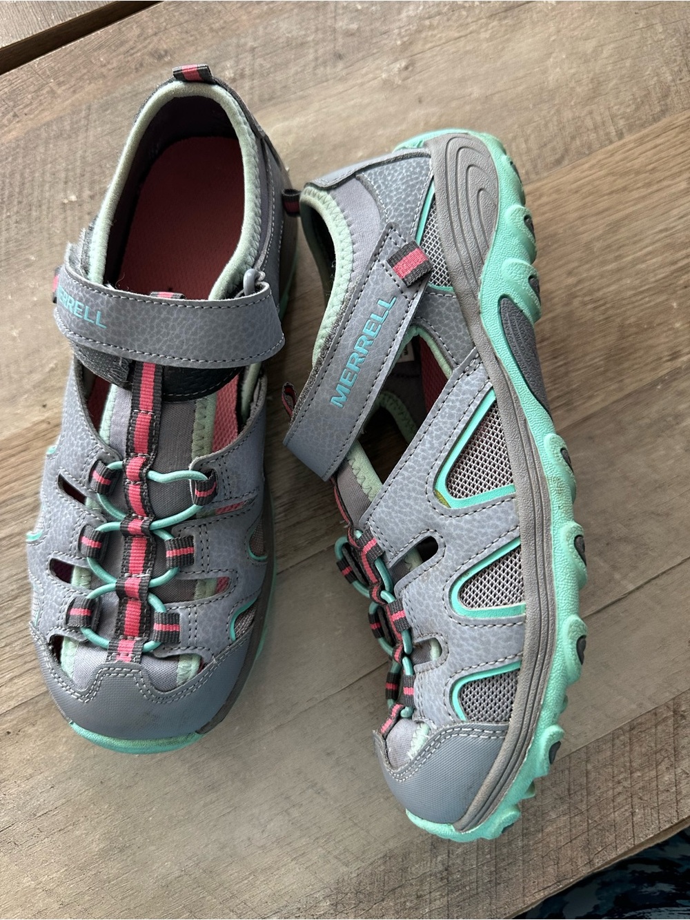 Merrell Kids Gray Teal Pink Closed-Toe Active Sandals - Picture 2 of 7